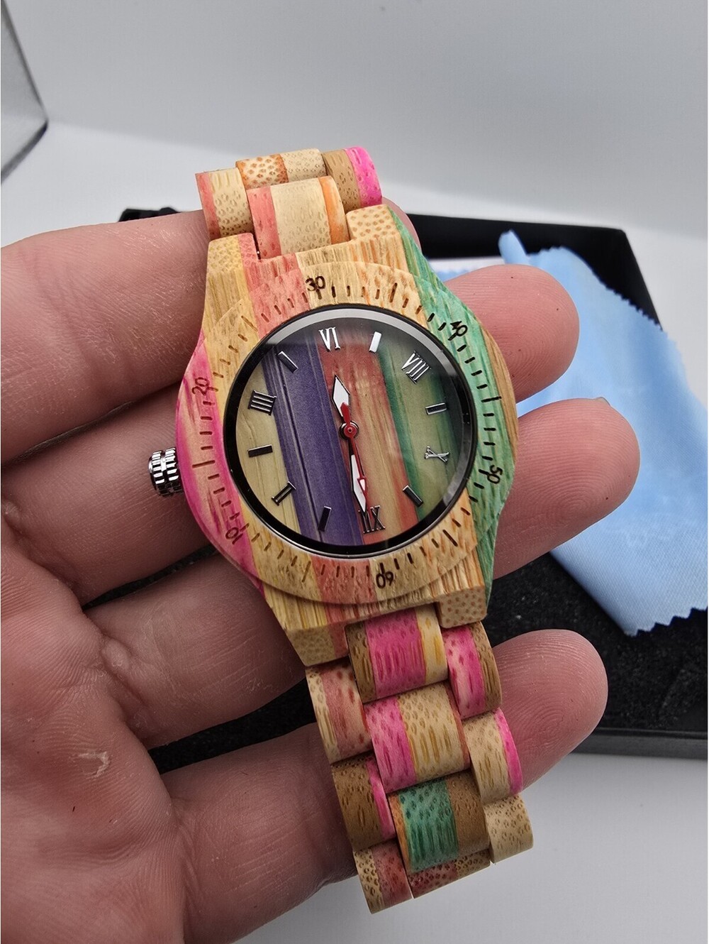 Womens Wooden Watch with All Wood Strap Analog Classic Design Colorful Q1058